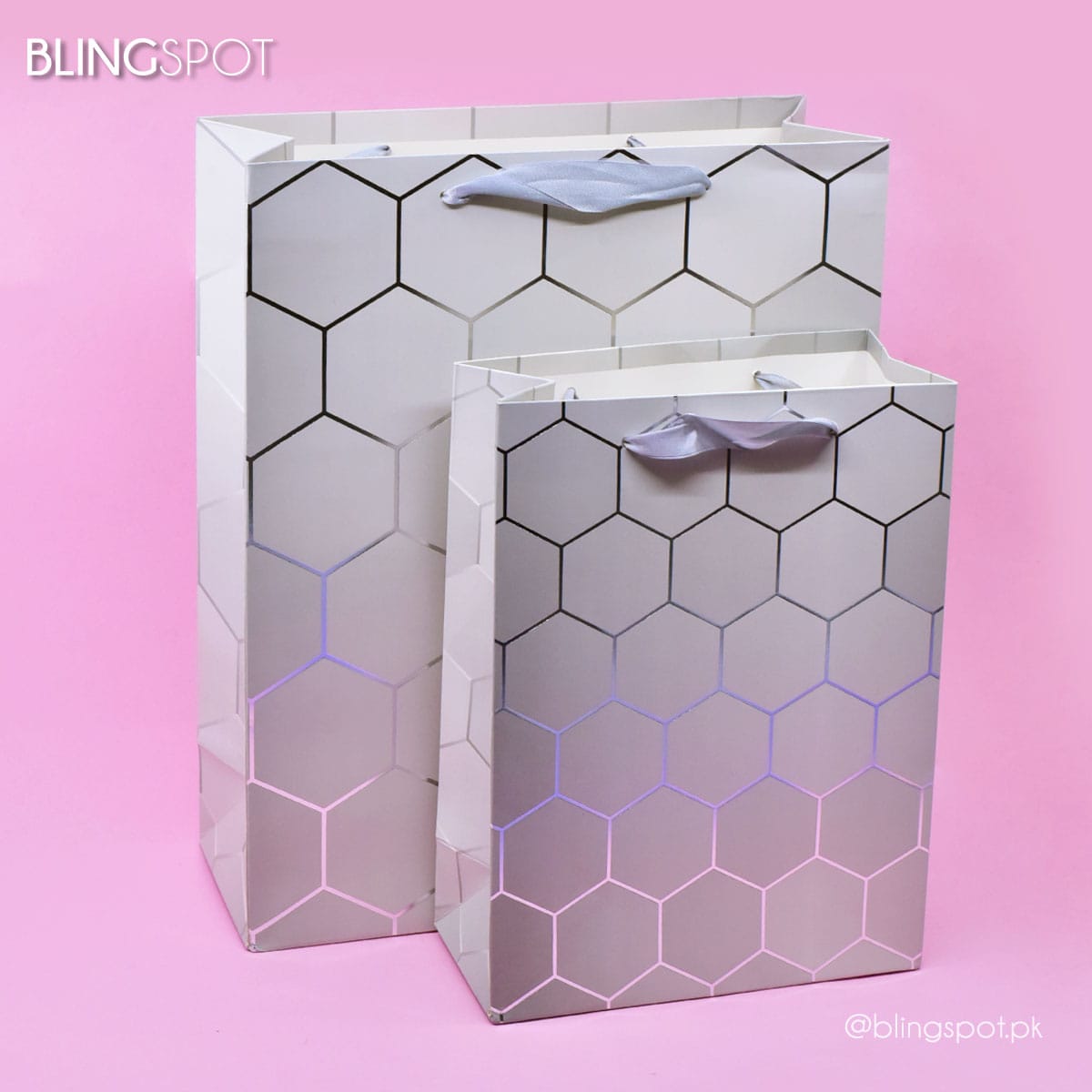 Honeycomb Silver Foil Grey - Gift Bag