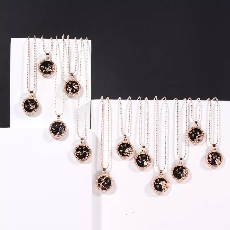 Black Zodiac Sign Rose Gold - Necklace