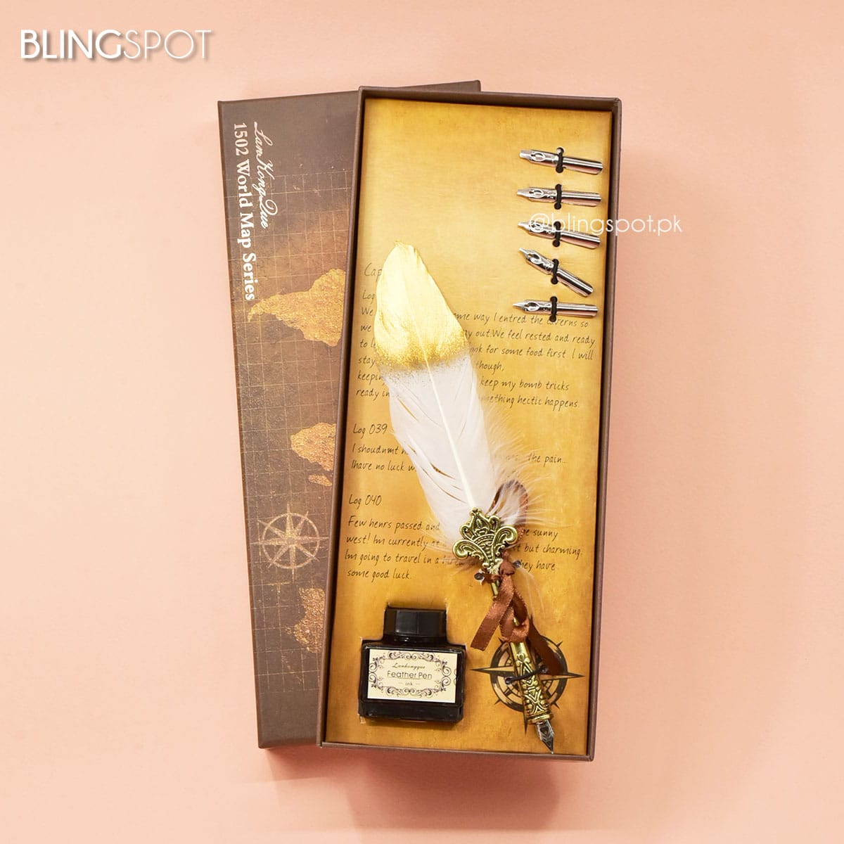 Luxury Vintage Feather Dip Pen Set - Style 58 - The Blingspot Studio