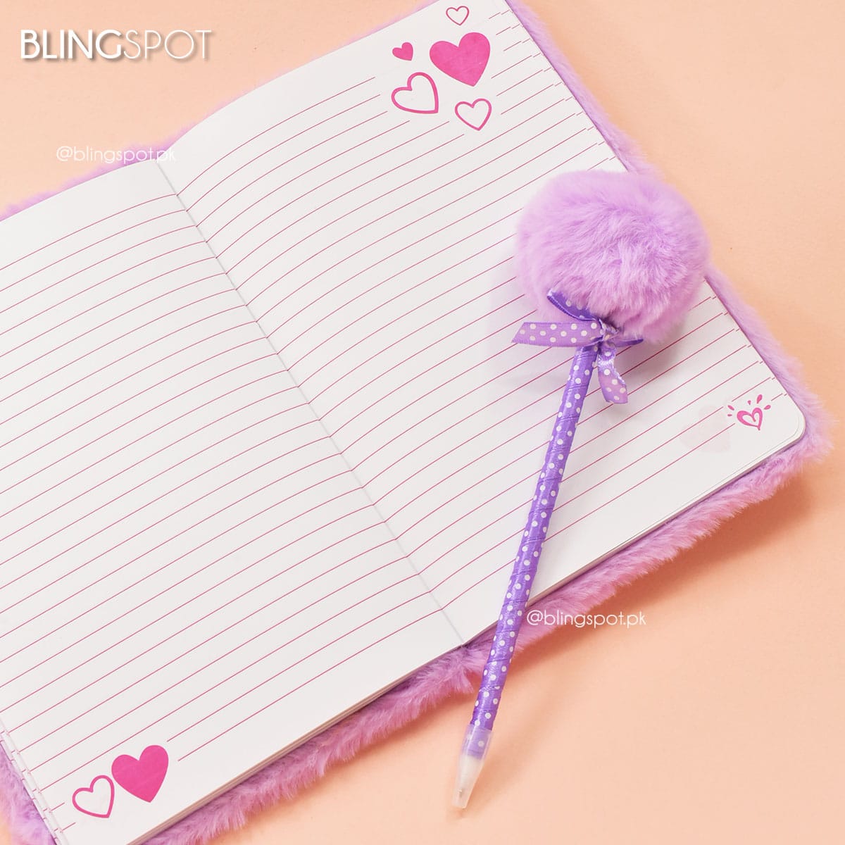 Pink Heart Fluff - Stationery Set