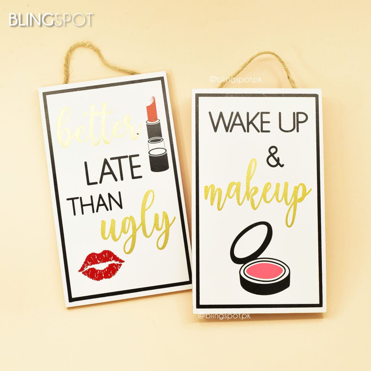 Wake Up & Makeup Fold Foil- Wall Hanging