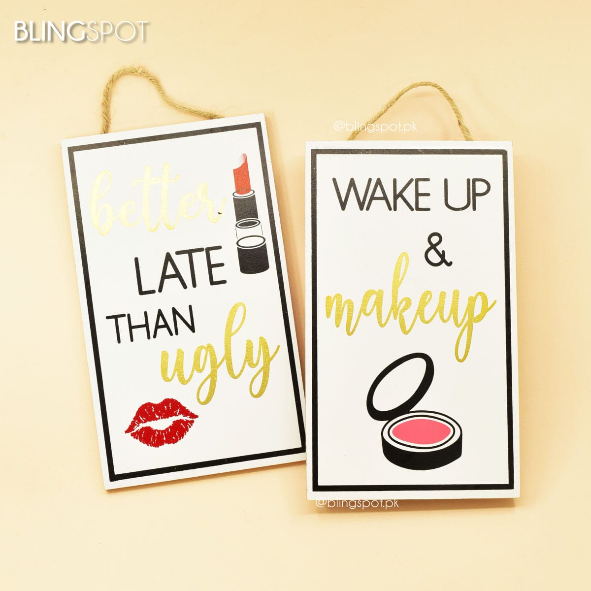 Wake Up &amp; Makeup Fold Foil- Wall Hanging