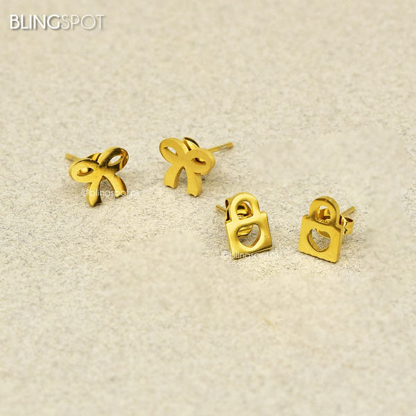 Love Lock & Bow Gold - Ear Studs