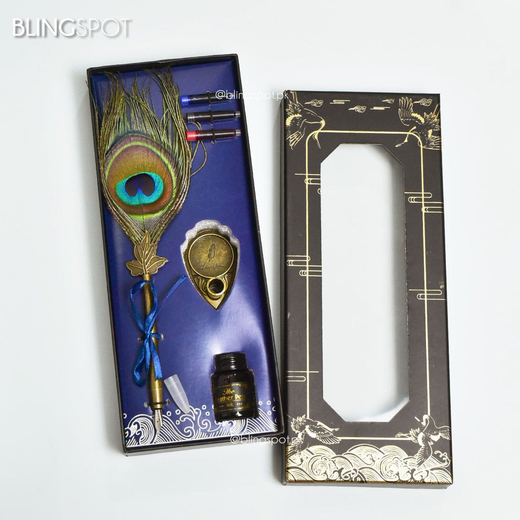 Peacock Feather - Luxury Vintage Dip Pen Set - The Blingspot Studio