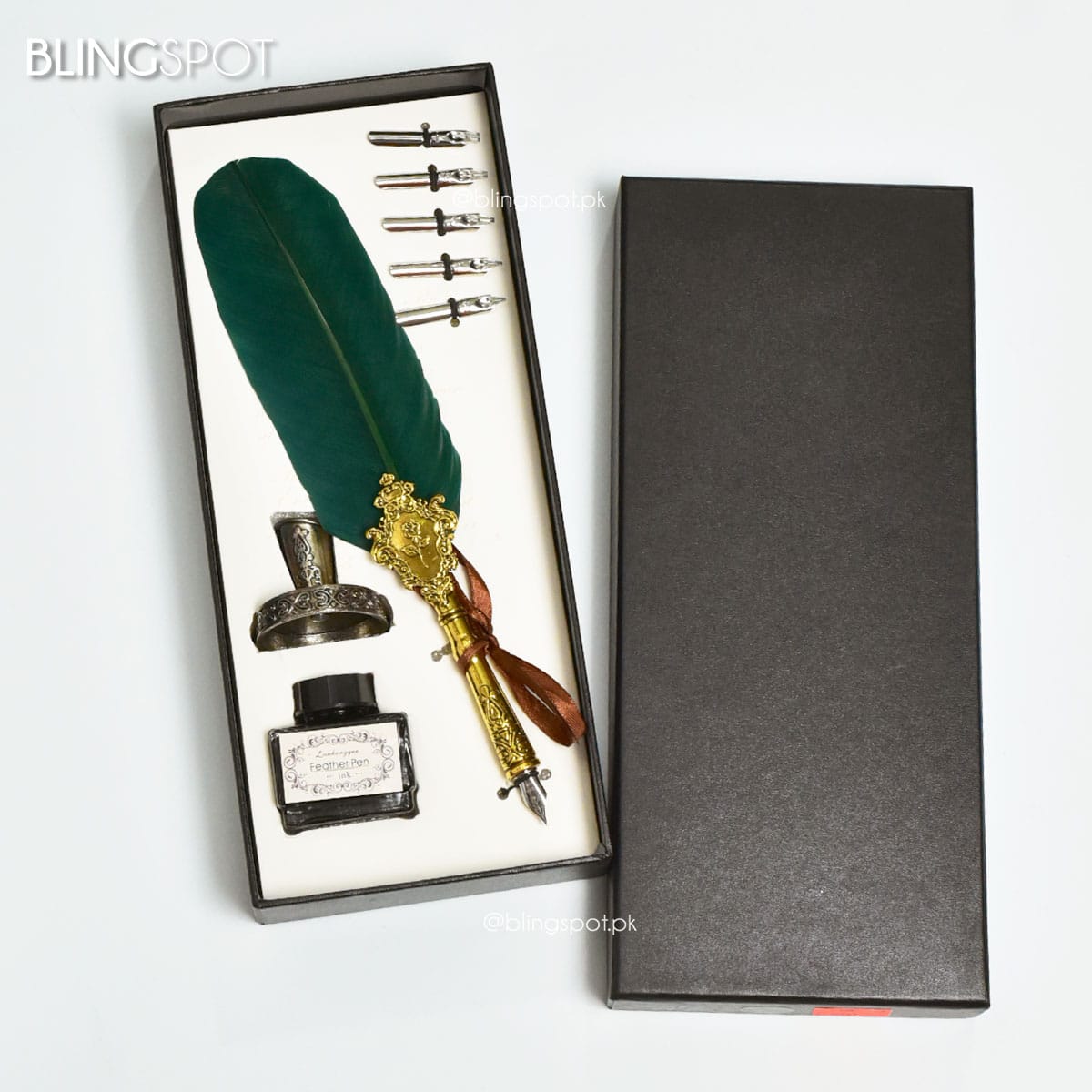 Luxury Vintage Green Feather Dip Pen Set - Style 35