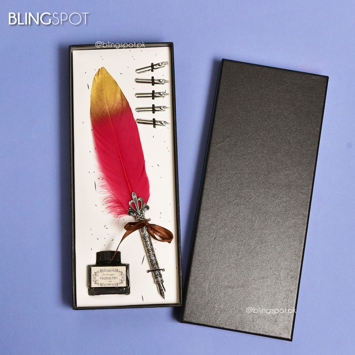 Luxury Vintage Red Feather Dip Pen Set - Style 38