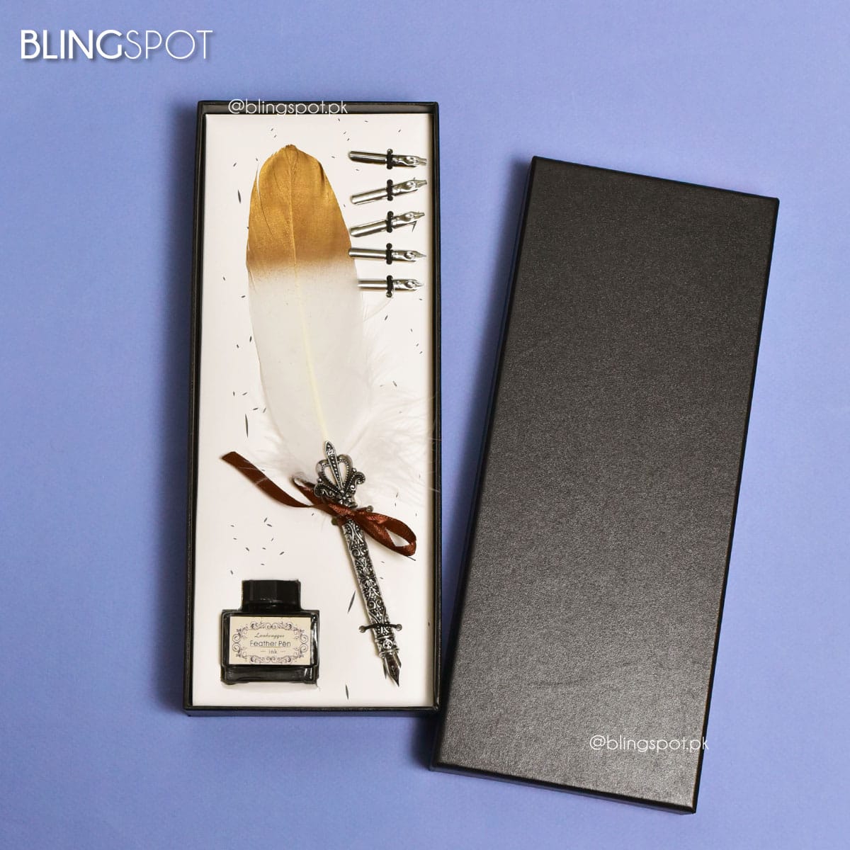 Luxury Vintage White Feather Dip Pen Set - Style 38