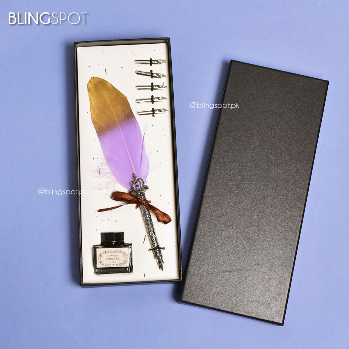 Luxury Vintage Purple Feather Dip Pen Set - Style 41