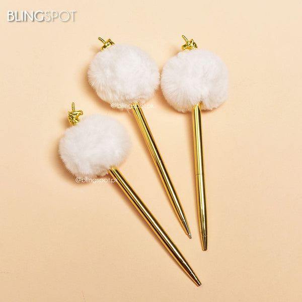 Royal Fluffy Unicorn Metal Ball Gold Pen