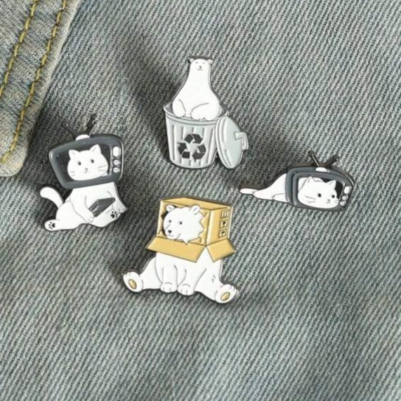 White Cute Animals  - Enamel Pin