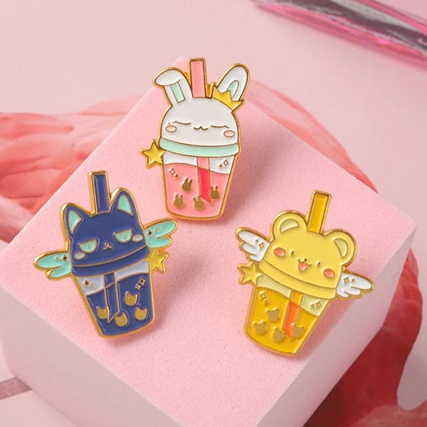 Cute Animal Drink Sipper  - Enamel Pin