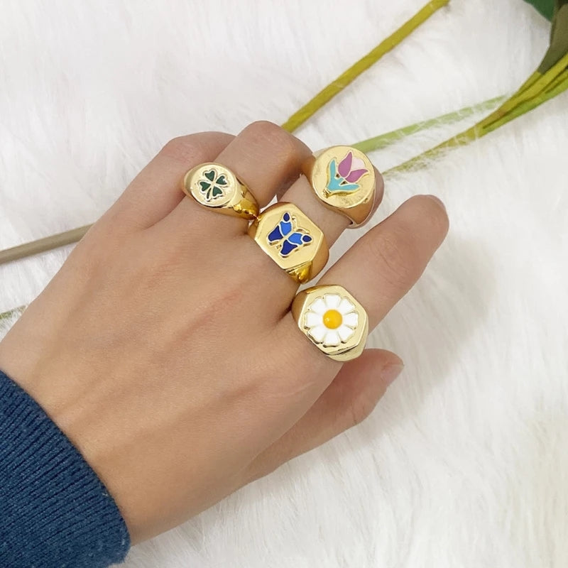 Funky Florals Gold  - Ring