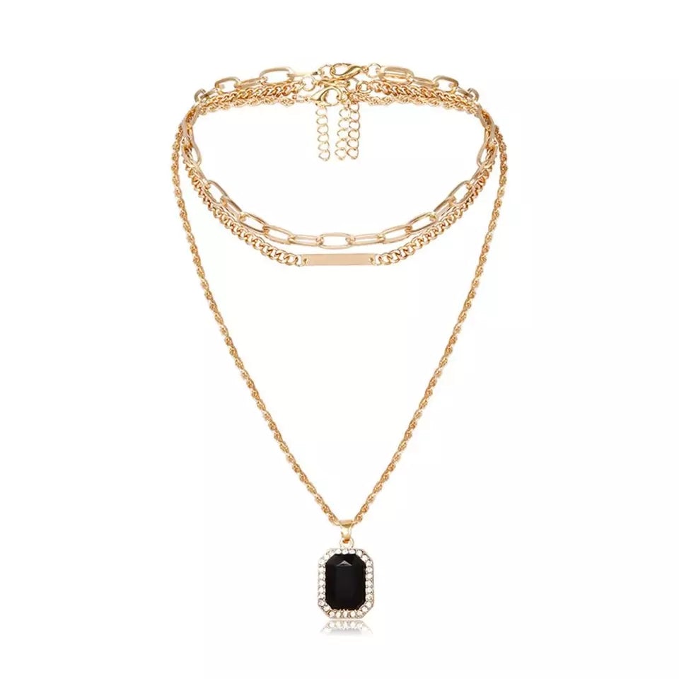 Dazzling Black Stone - Necklace