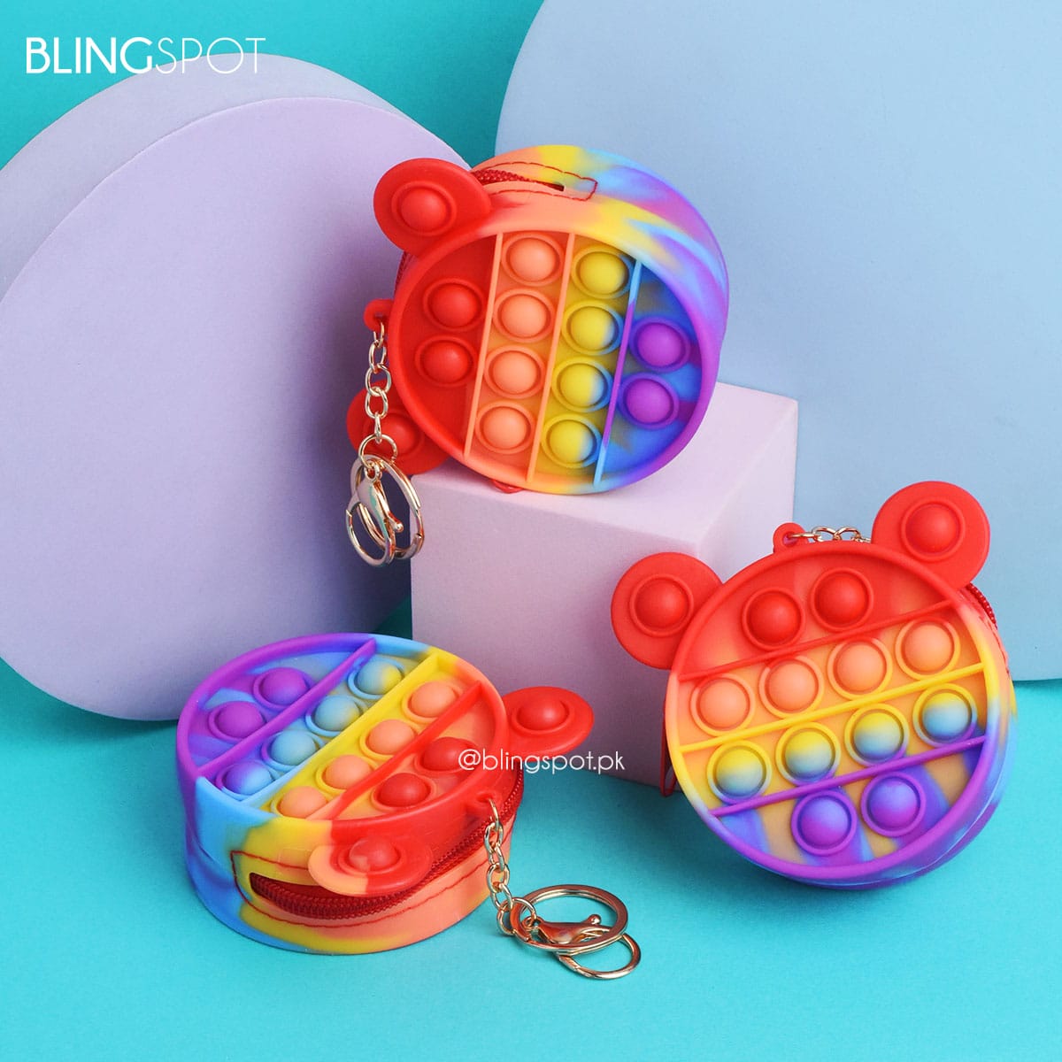 Rainbow Pop It - Pouch / Key Ring