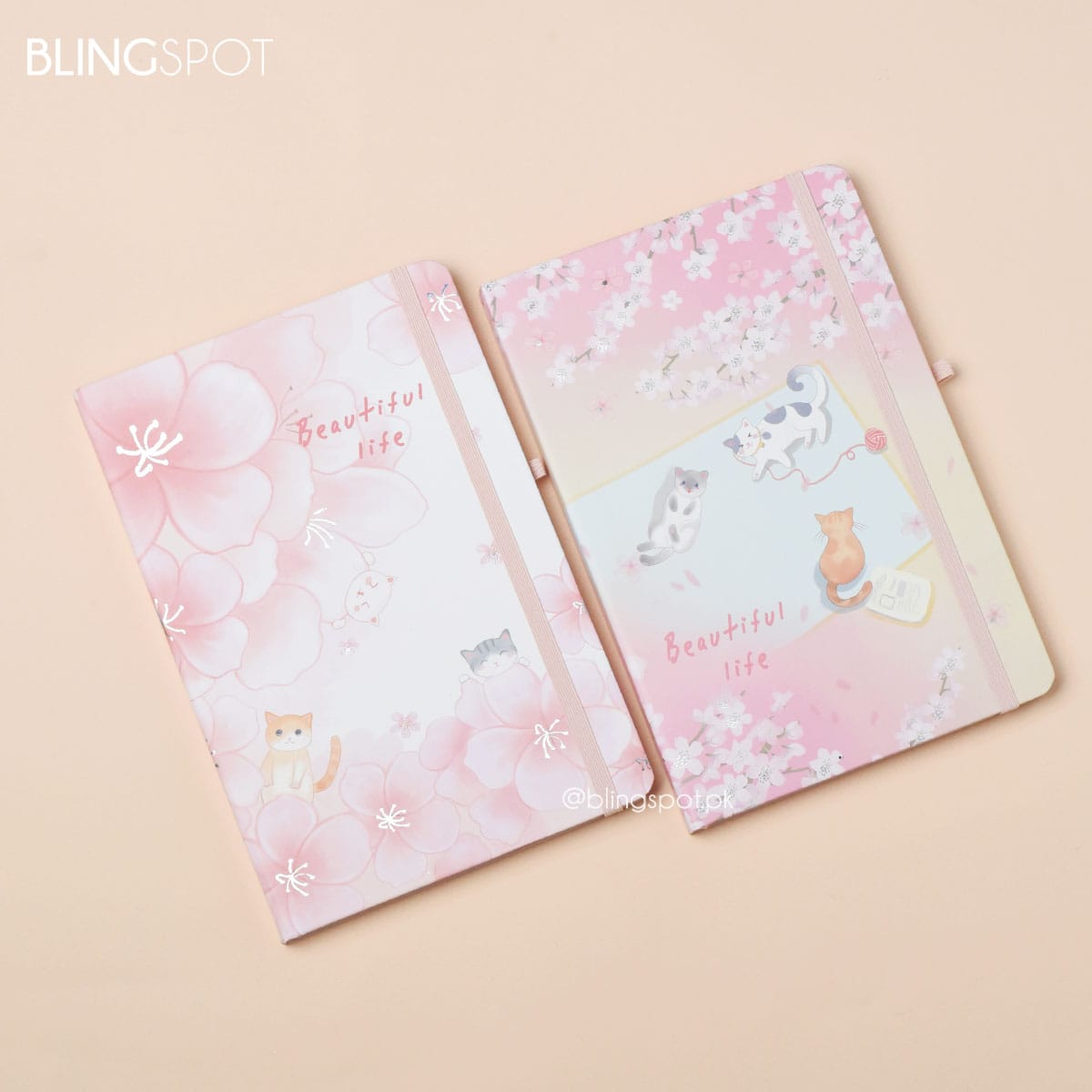 Cute Cat & Sakura Flowers Style 2 - Journal