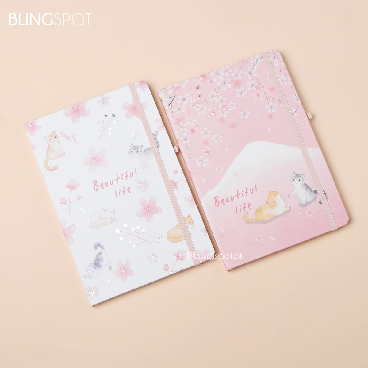 Cute Cat & Sakura Flowers Style 1 - Journal