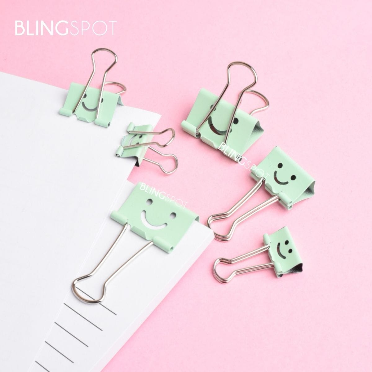 Smiley Green Metal Binder Clip