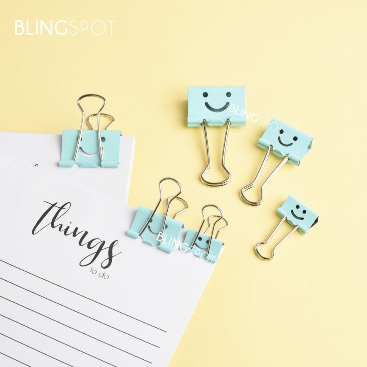 Smiley Blue Metal Binder Clip