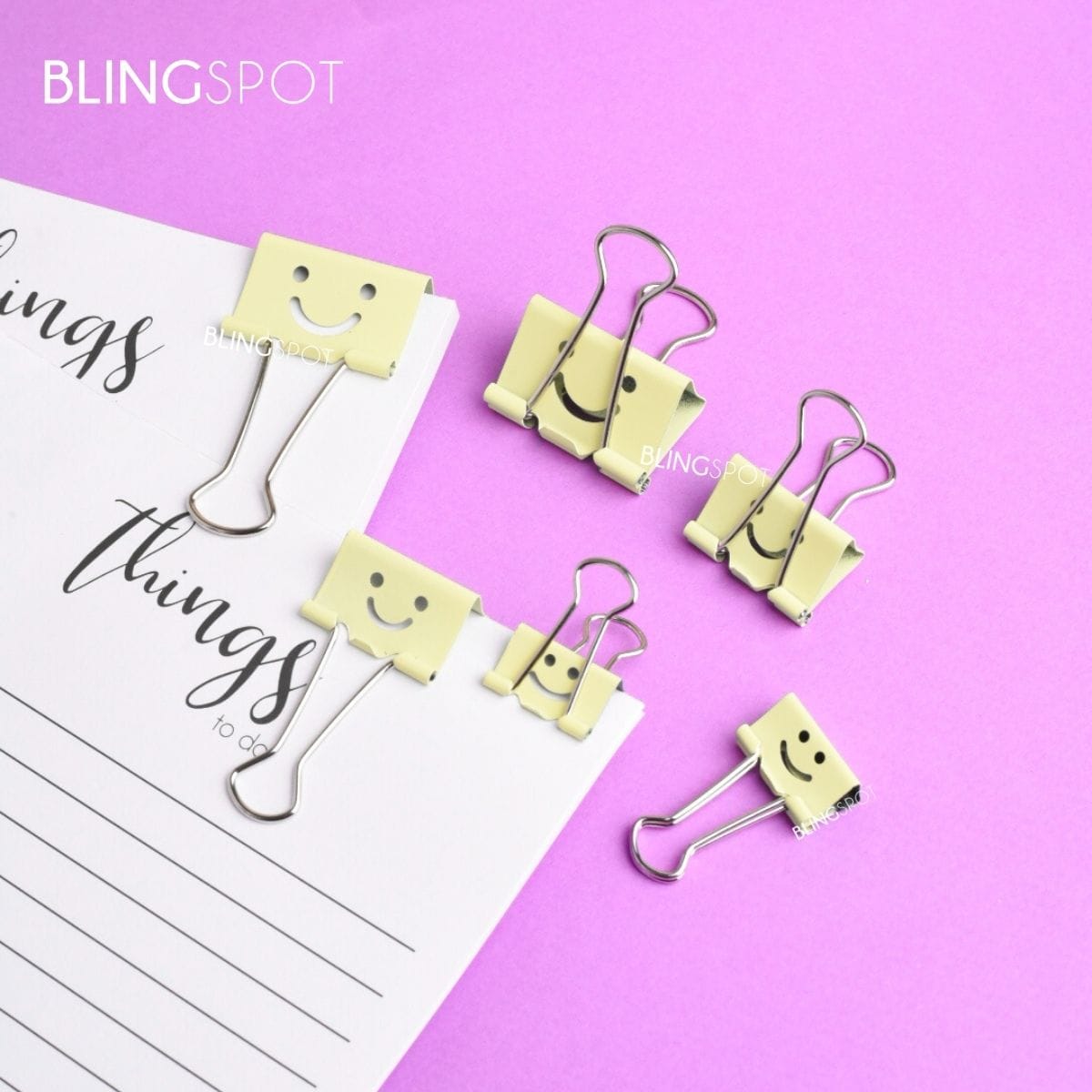 Smiley Pale Yellow Metal Binder Clip