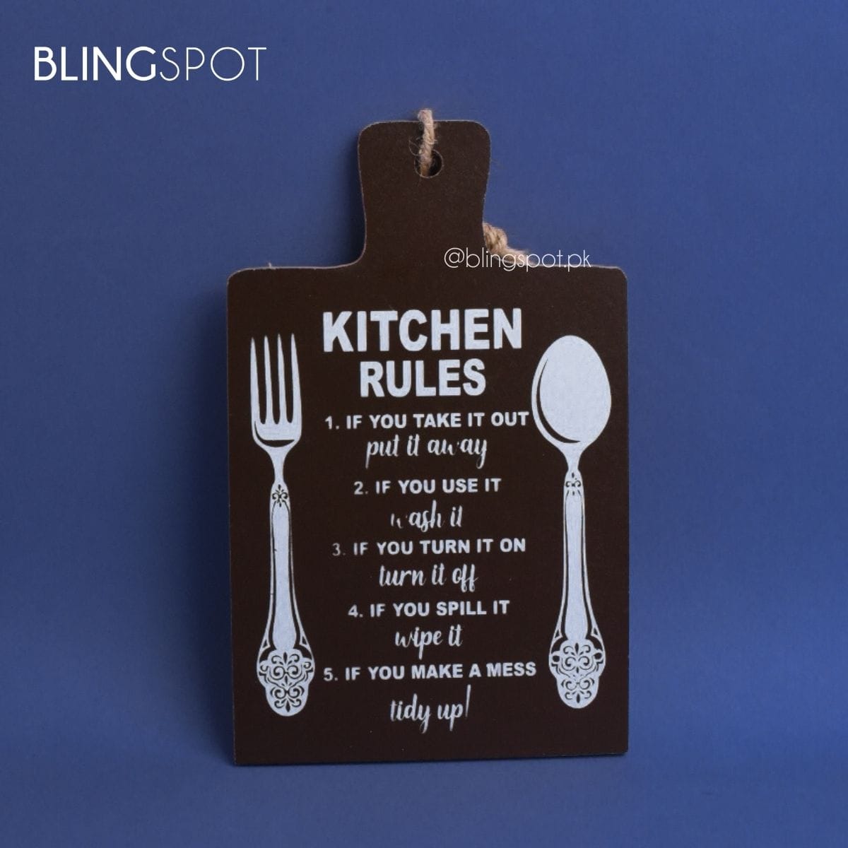 Black Kitchen Rules Wooden - Plaque