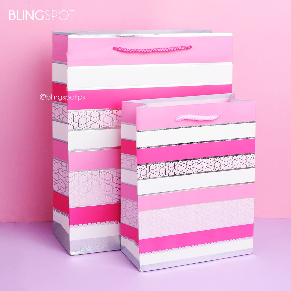 Monochrome & Foil Stripes Style 1 - Gift Bag