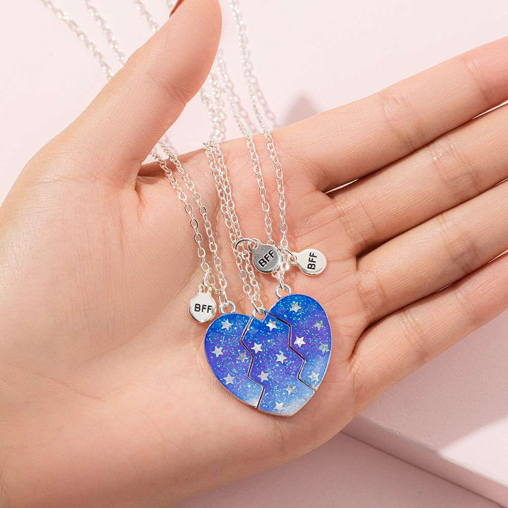 Heart Glitter & Stars -  Necklace ( BFF 3 in 1 )