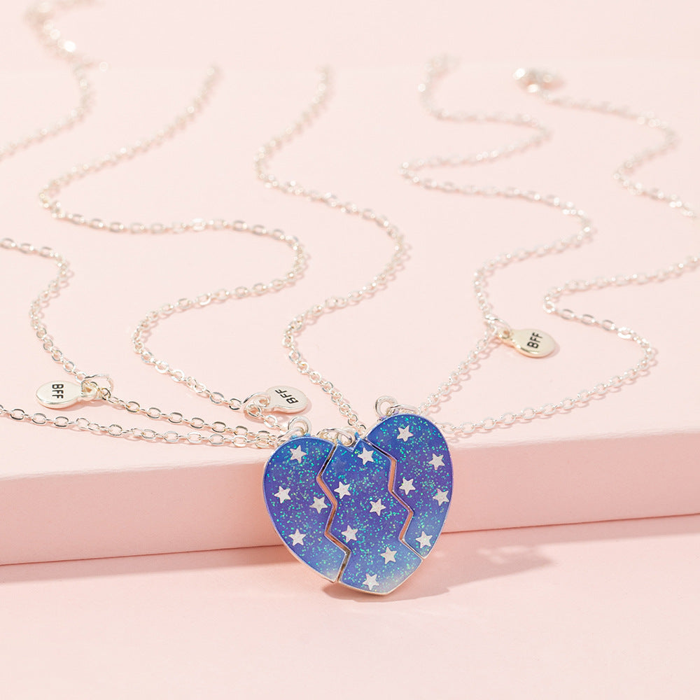 Heart Glitter & Stars -  Necklace ( BFF 3 in 1 )