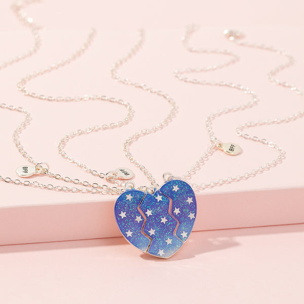 Heart Glitter & Stars -  Necklace ( BFF 3 in 1 )