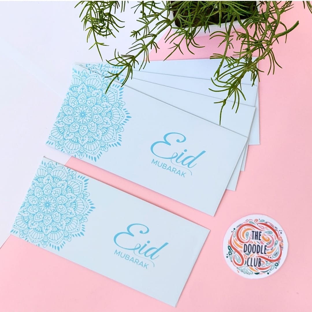 Sky Blue Mandala Eid Mubarak - Envelopes
