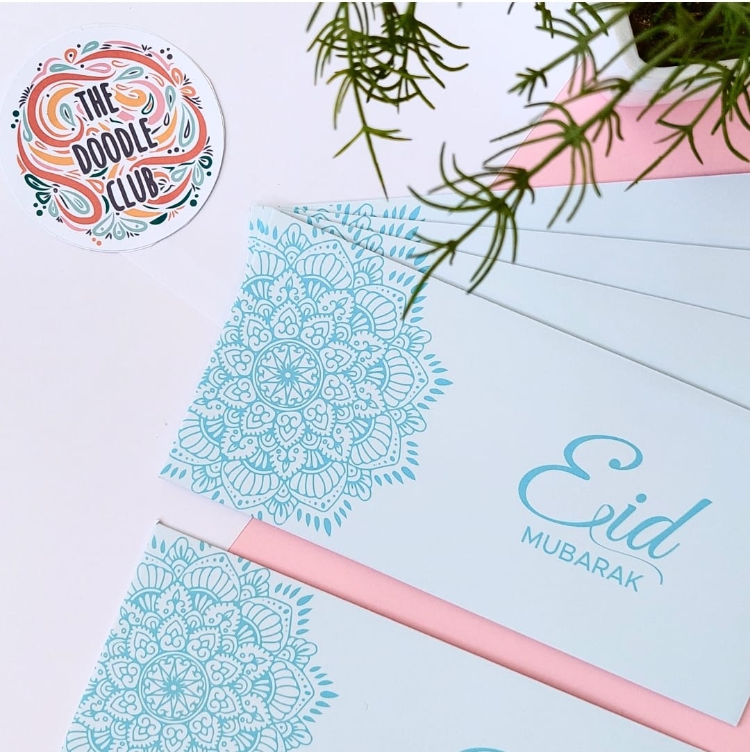 Sky Blue Mandala Eid Mubarak - Envelopes
