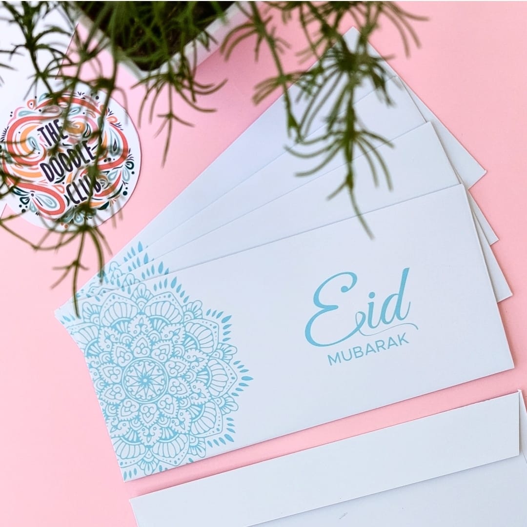 Sky Blue Mandala Eid Mubarak - Envelopes