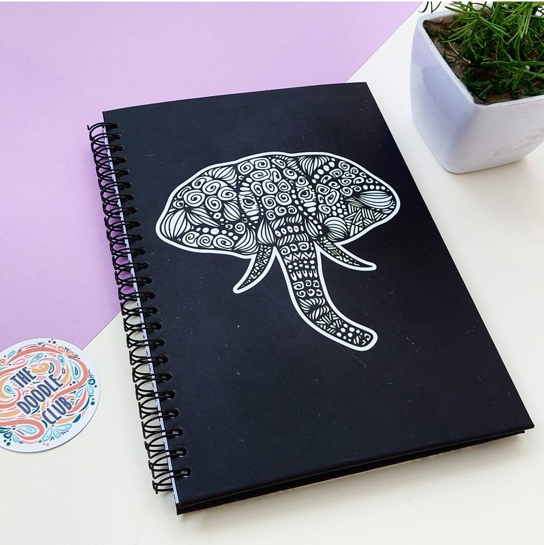 Elephant Doodle - Spiral Notebook