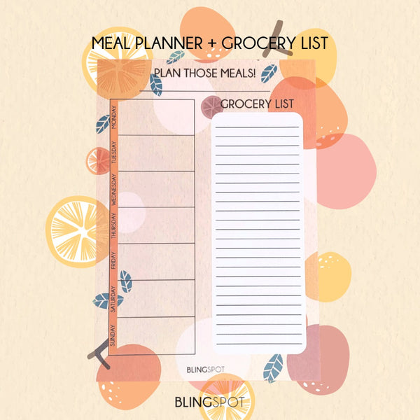 Citrus Fruits - Meal Planner & Grocery List Notepad