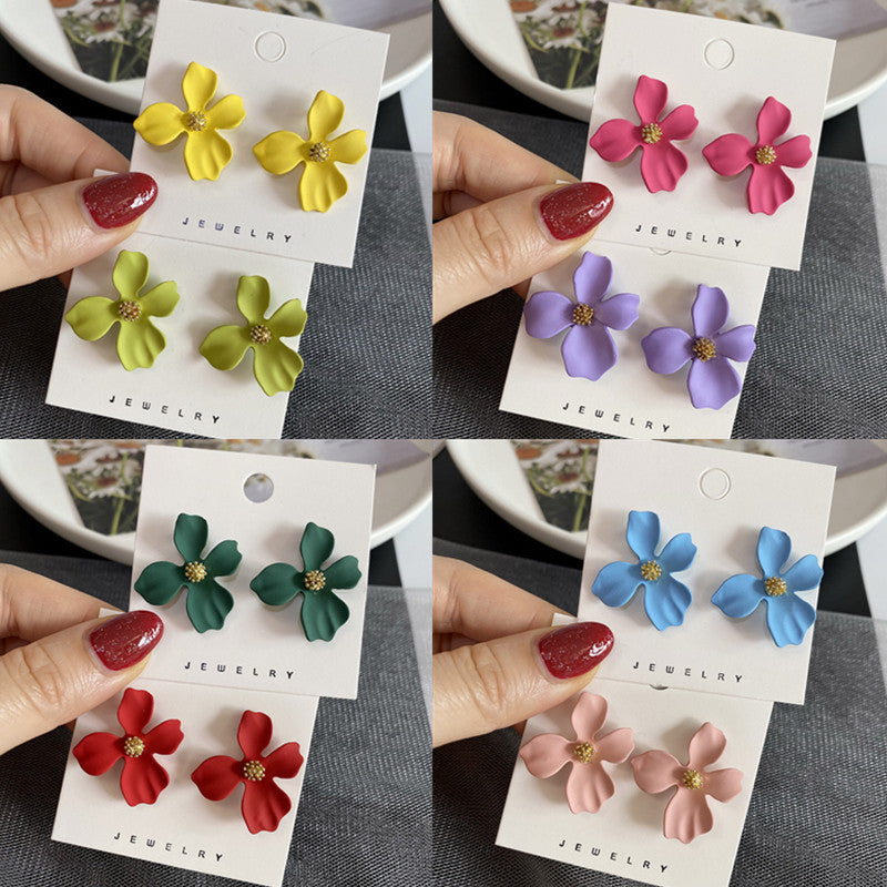 Candy Color Flower Gold Earrings -  Style 1