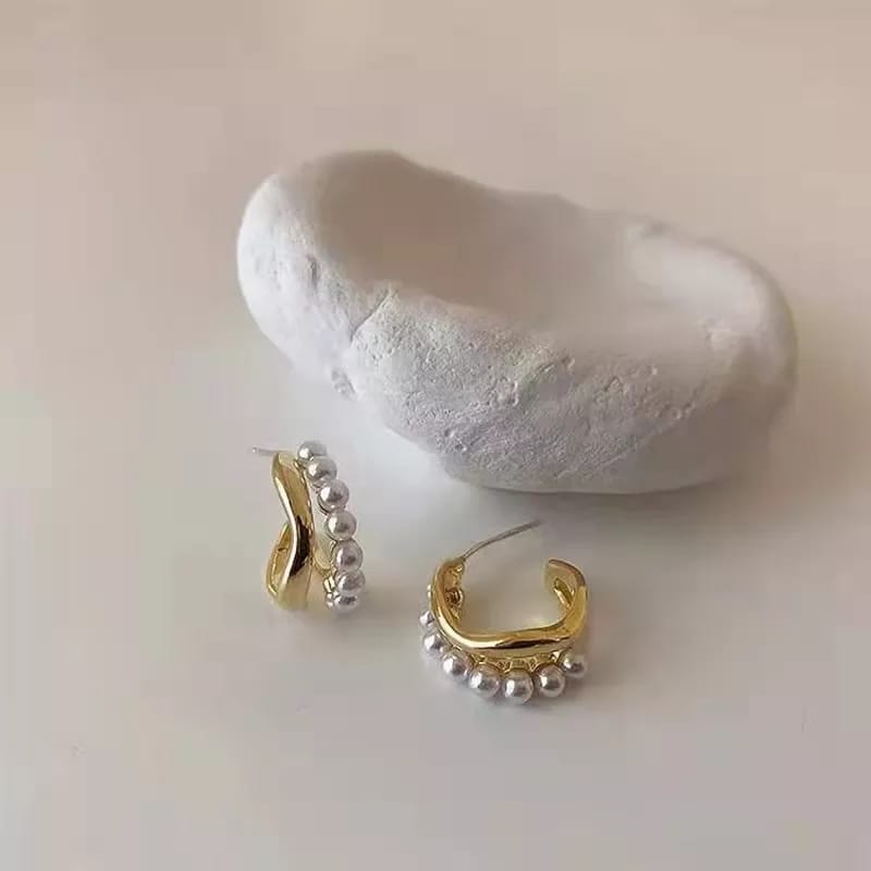 White &amp; Gold Style 2 - Earring