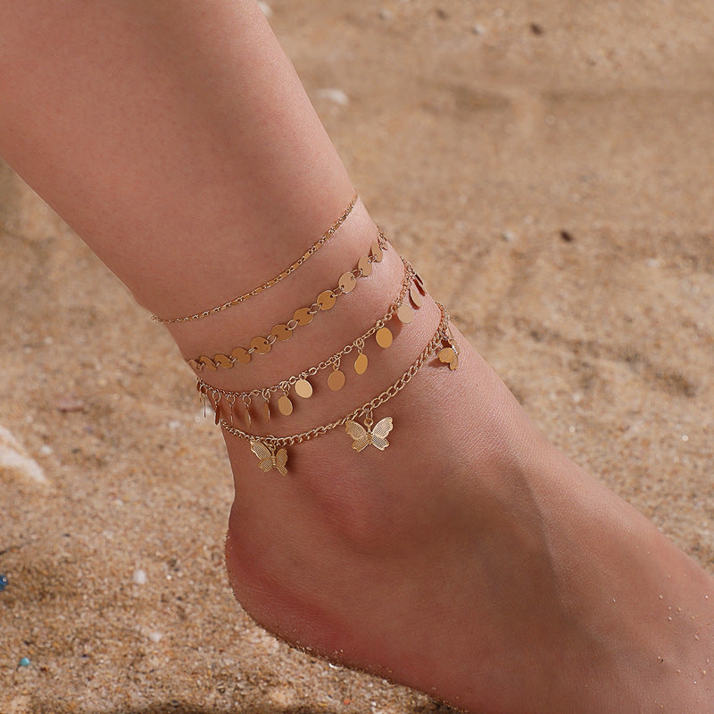 Butterfly Gold - Anklet Set Of 4