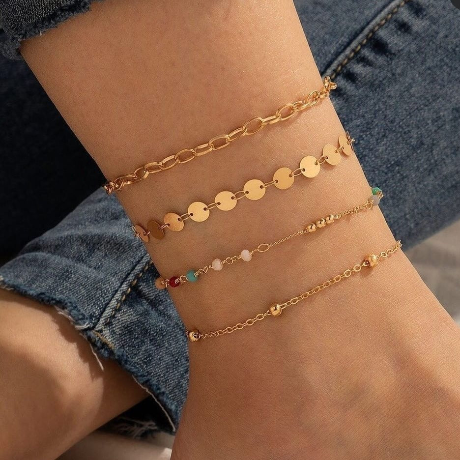 Gold   - Anklet Set Of 4