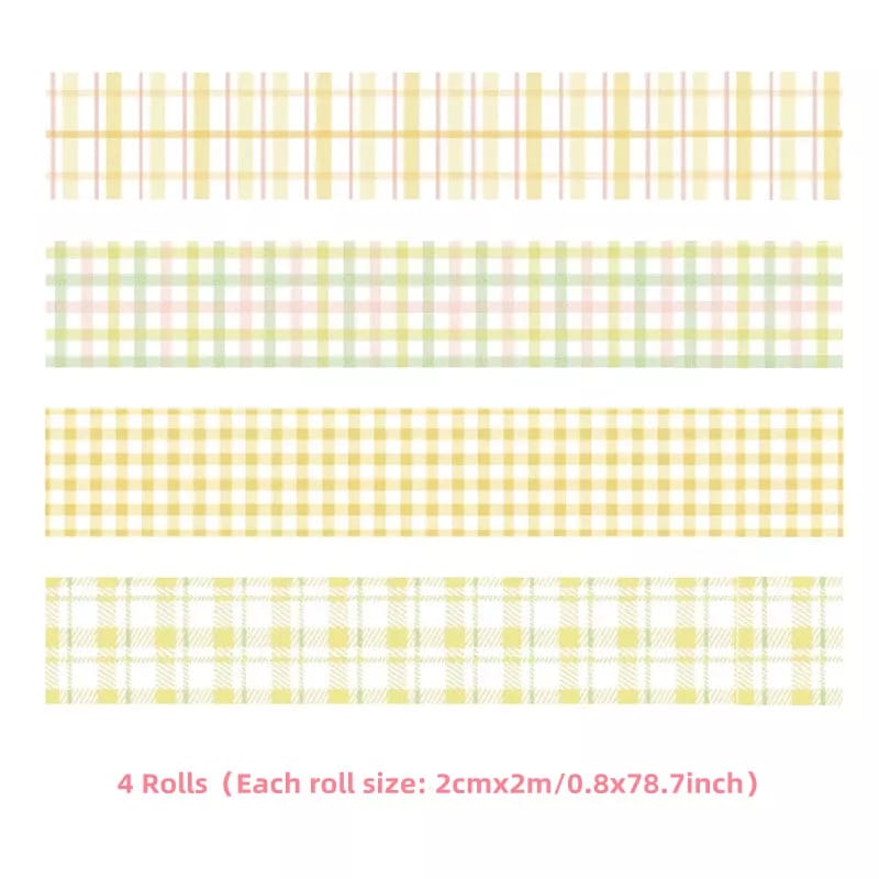 Candy Color Grid Set Of 4 - Washi Tape