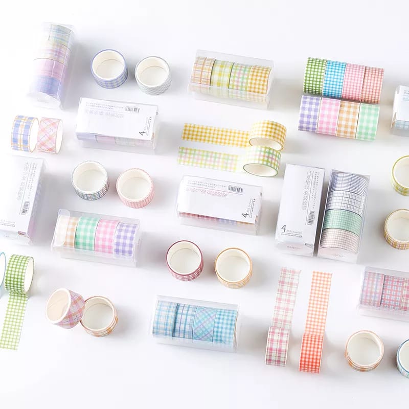 Candy Color Grid Set Of 4 - Washi Tape