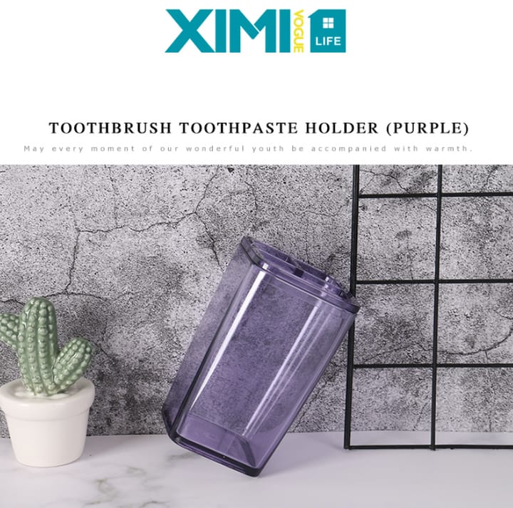 Purple Clear Toothbrush Toothpaste Holder