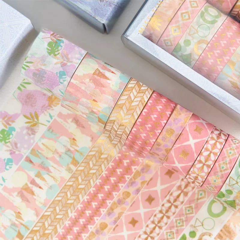 Pink Gold Foil  - Washi Tape Set Of 10