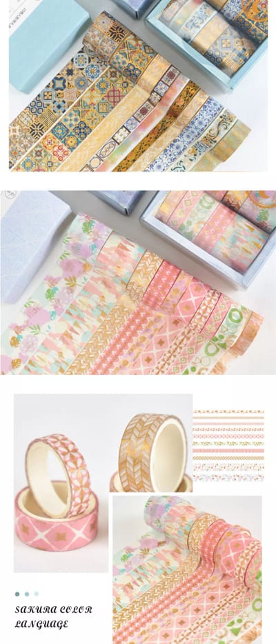 Pink Gold Foil  - Washi Tape Set Of 10