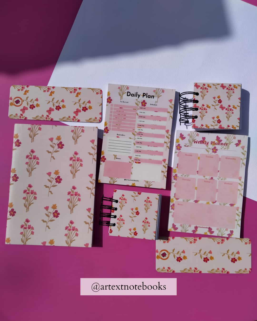 Pink Floral Bundle Notepad / Journal Set