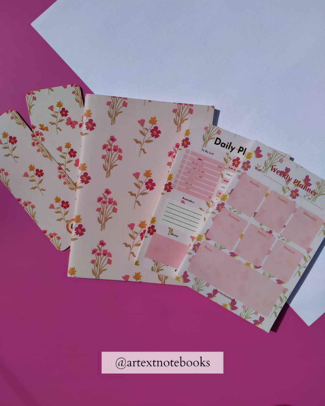 Pink Floral Bundle Notepad / Journal Set