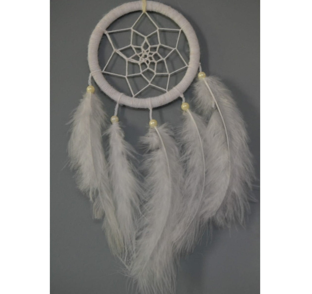 White  Beaded Pearl - Dream Catcher