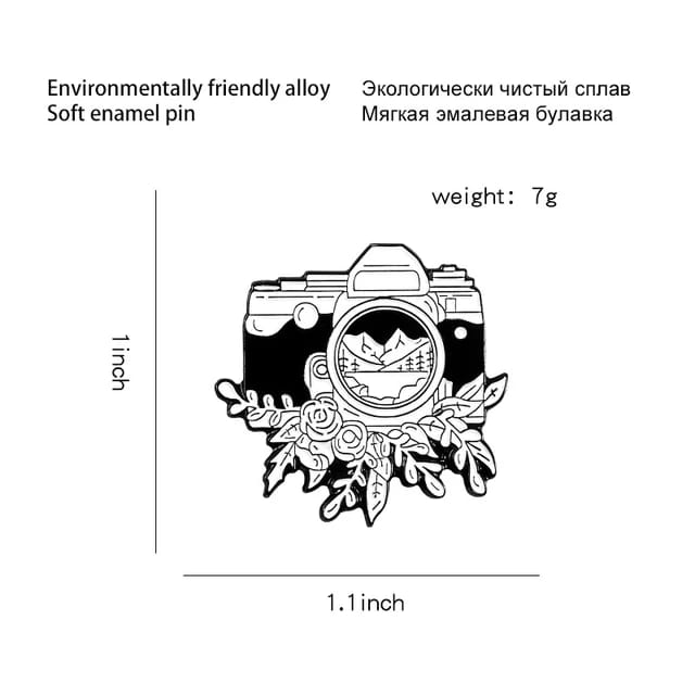 Vintage Tropical Leaf Camera  - Enamel pin