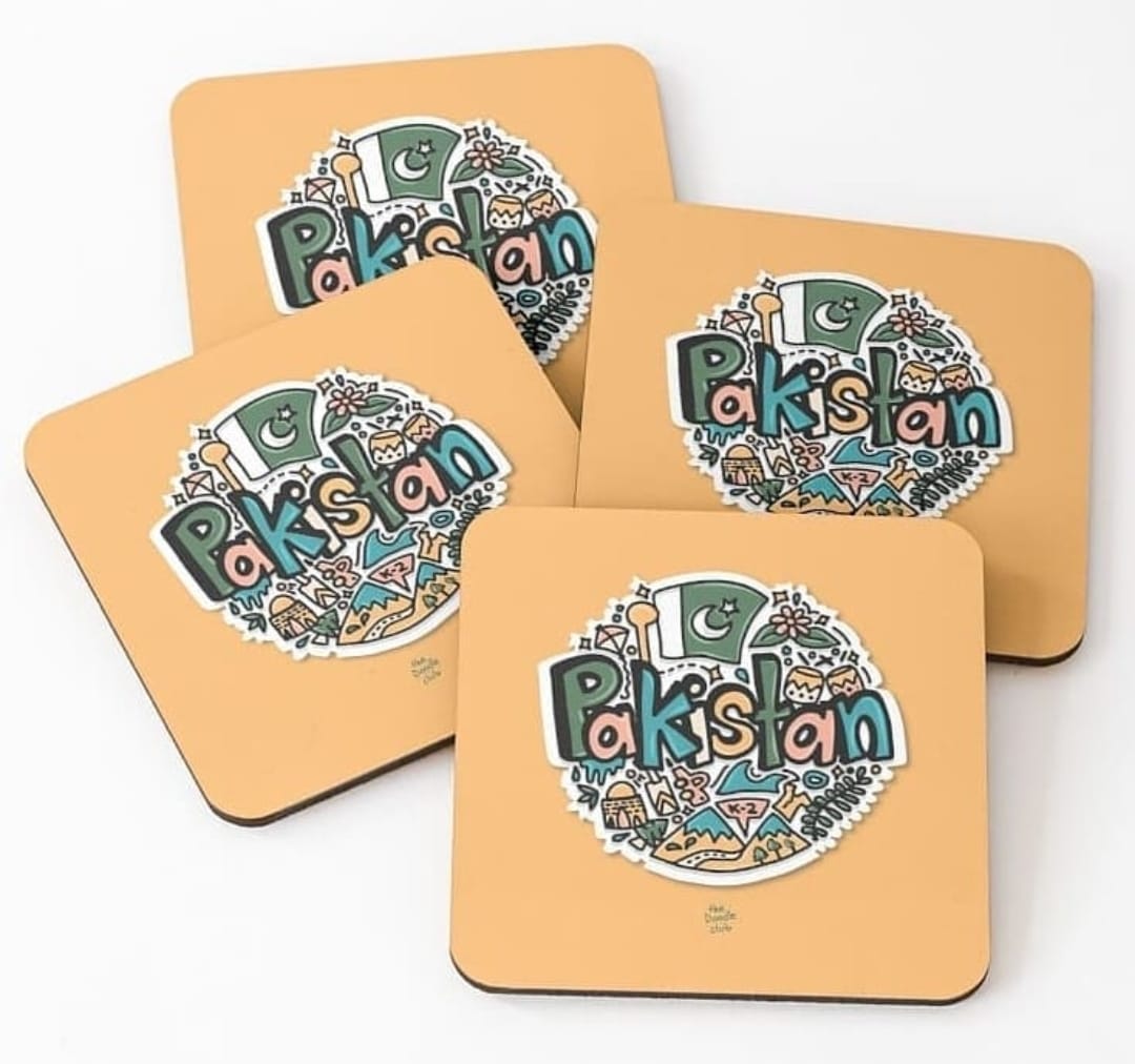 Pakistan Doodle Yellow Coaster