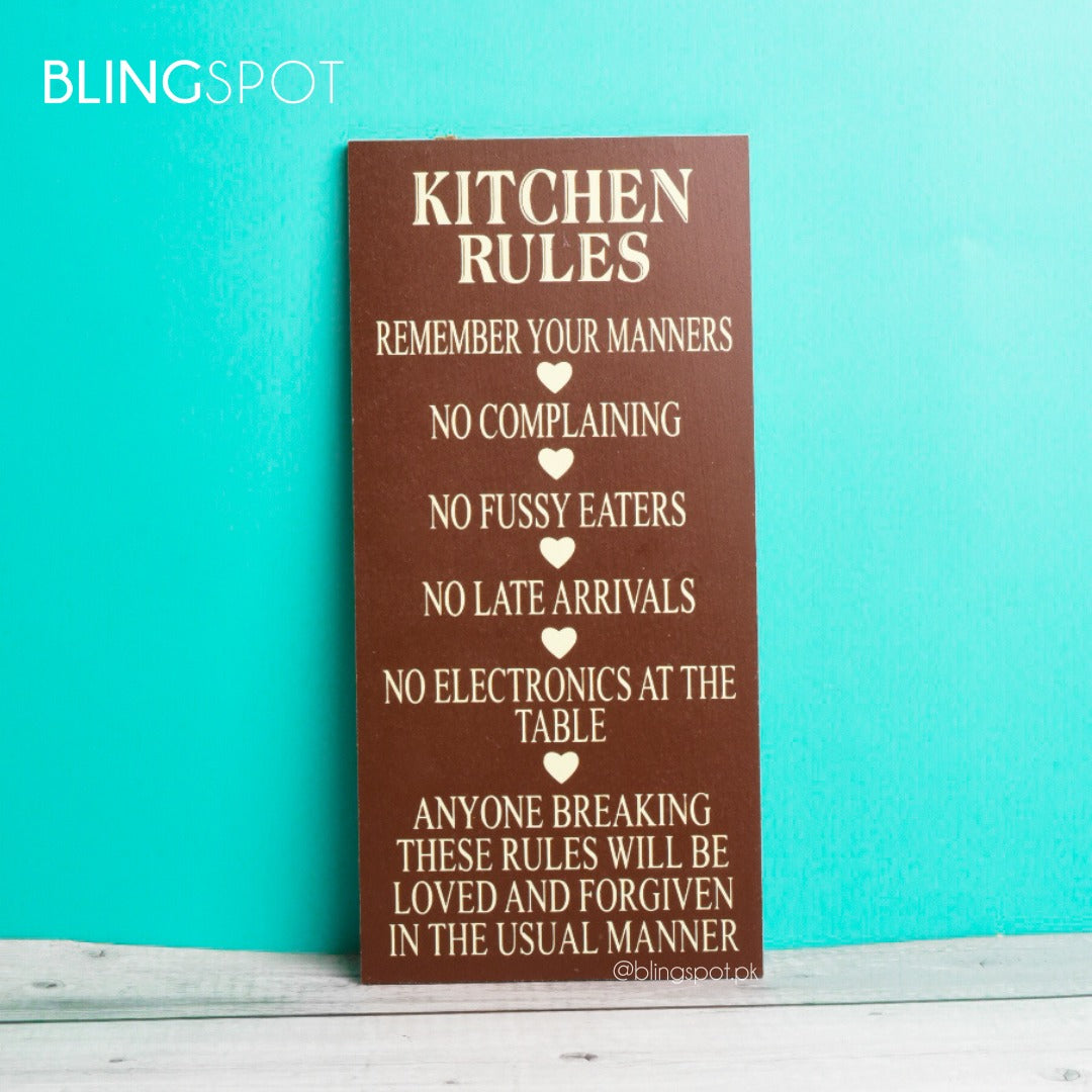 Kitchen Rukles Kitchen Rules - Wall Hanging – The Blingspot Studio