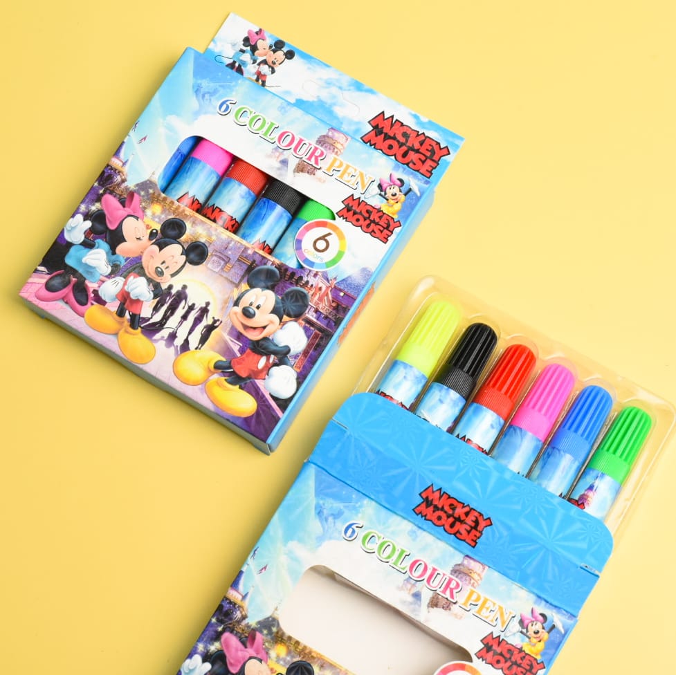 Blue Micky &amp; Minnie  - Kids Marker Set Of 6