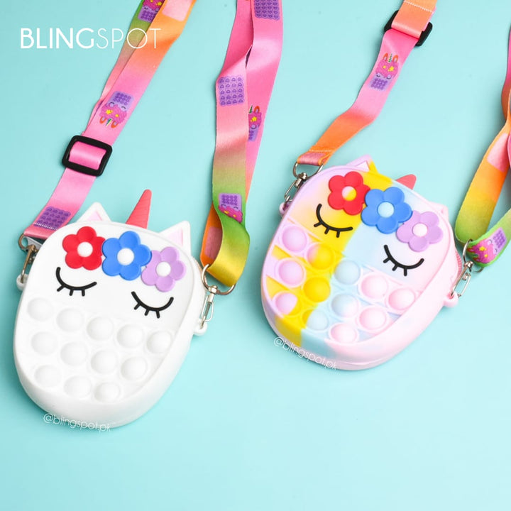 Pop It Unicorn Floral Shoulder Bag Style White - Main Image